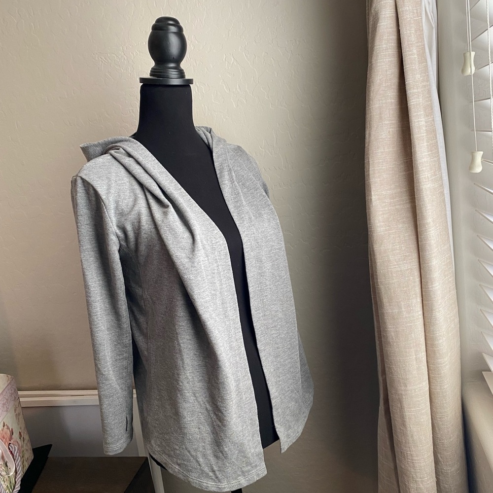 Girls Justice Gray Ribbed Long Sleeve Sweatshirts Cardigan.